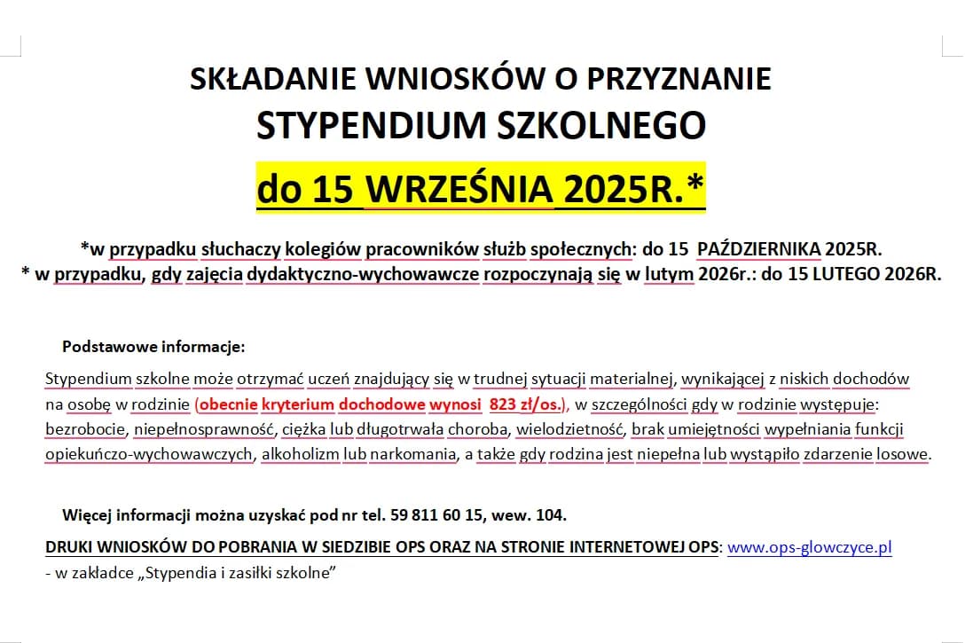 Do kiedy składać wnioski o stypendium szkolne, aby nie przegapić terminu?